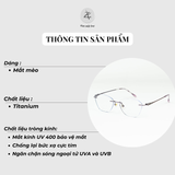  Gọng khoan không viền 68002 dáng mắt mèo titanium dẻo cao cấp 