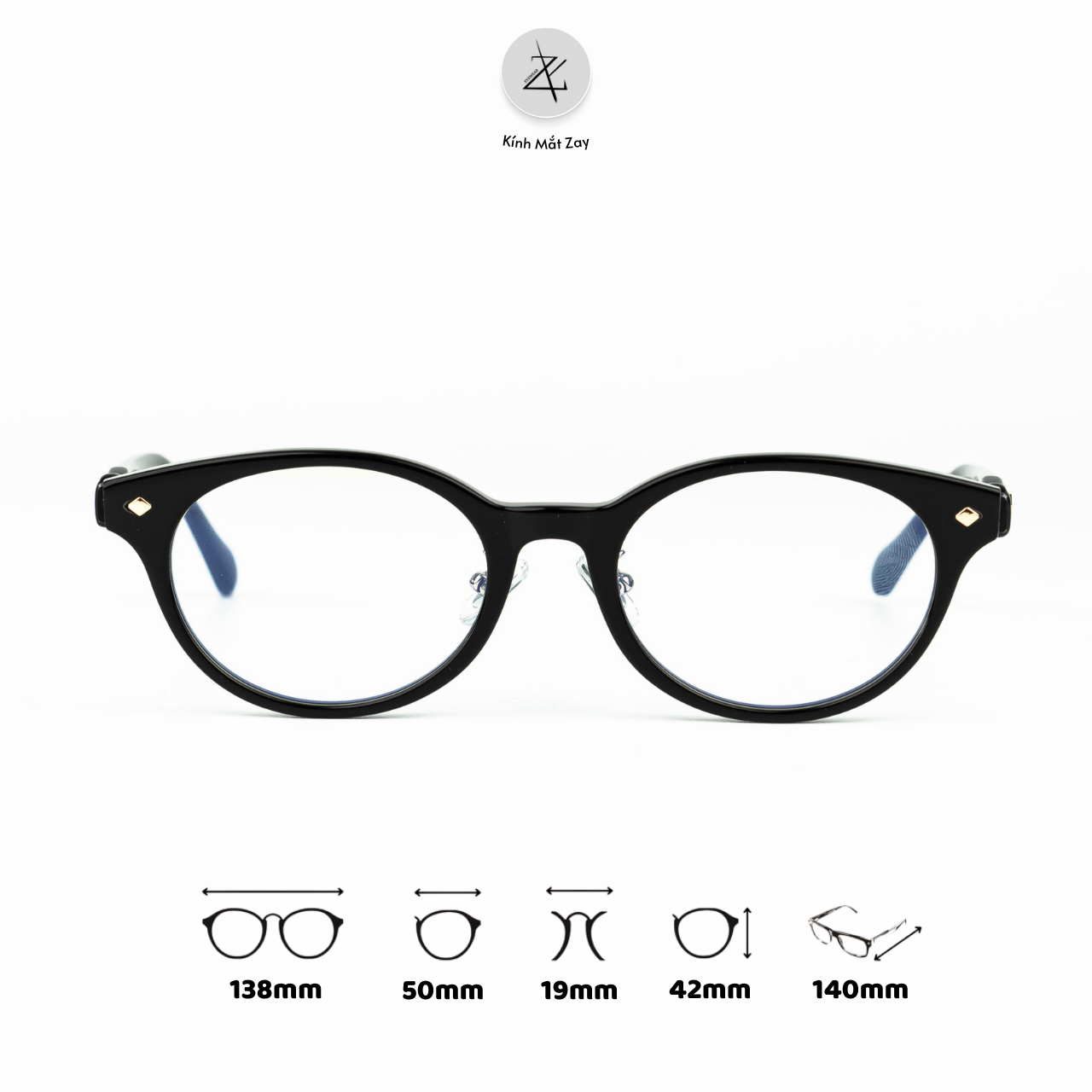  Gọng kính BC2076 dáng mắt mèo nhựa acetate cao cấp 