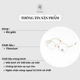 Gọng kính Akirazenshi 33025 dáng đa giác titanium chính hãng