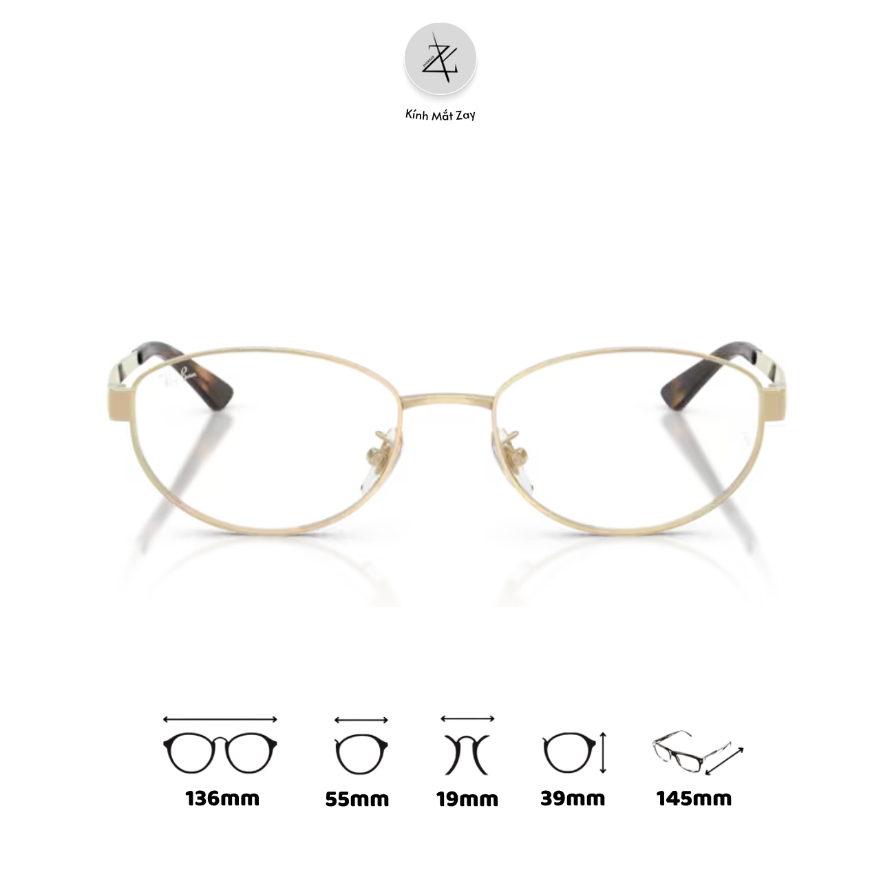  Gọng kính RayBan x Jennie 0RX3774VD dáng oval chính hãng fullbox 