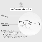  Gọng kính Zay Eyewear 88076 dáng vuông nửa khung Titanium phong cách Hàn Quốc 