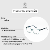  Gọng kính Zay Eyewear Blue dáng vuông nhựa acetate phong cách Hàn Quốc 