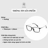  Gọng kính HUMMER T0903 dáng Vuông Tr90 titanium fullbox chính hãng 