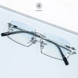 Gọng kính khoan không viền WT 0010 dáng đa giác titanium cao cấp