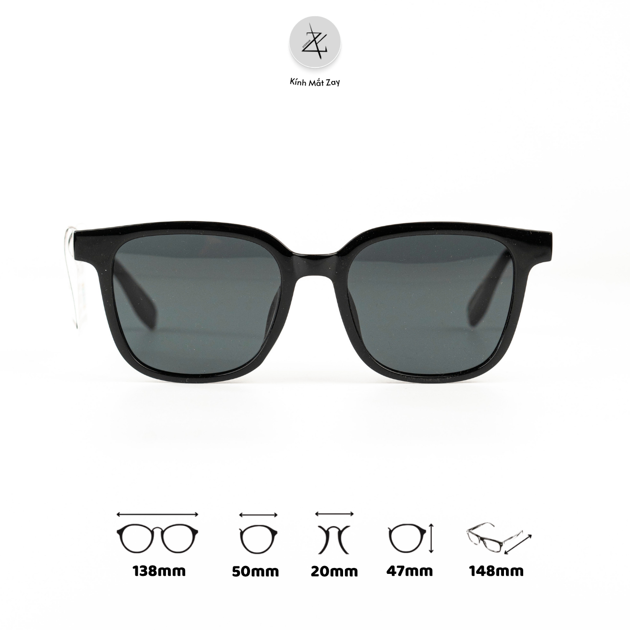  Kính mát phân cực polarized Gangnary TR28011 dáng vuông TR90 chính hãng 