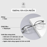  Gọng kính Zay Eyewear 18243 dáng tròn nửa khung phong cách hàn quốc 