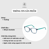  Gọng kính Zay Eyewear Linden hills dáng vuông nhựa acetate phong cách Hàn Quốc 