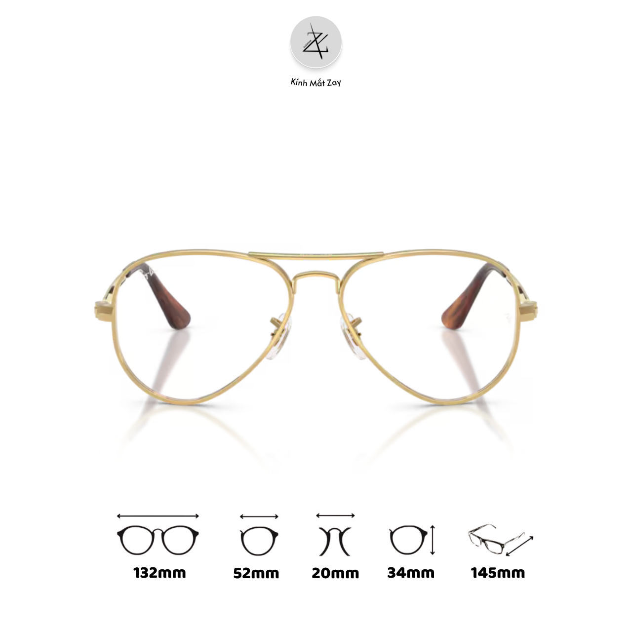  Gọng kính RayBan 0RX3925V dáng phi công hợp kim chính hãng fullbox 
