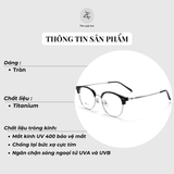  Gọng kính nửa khung 16844 dáng tròn  titanium cao cấp 