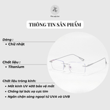  Gọng khoan không viền 71206 dáng chữ nhật titanium cao cấp 