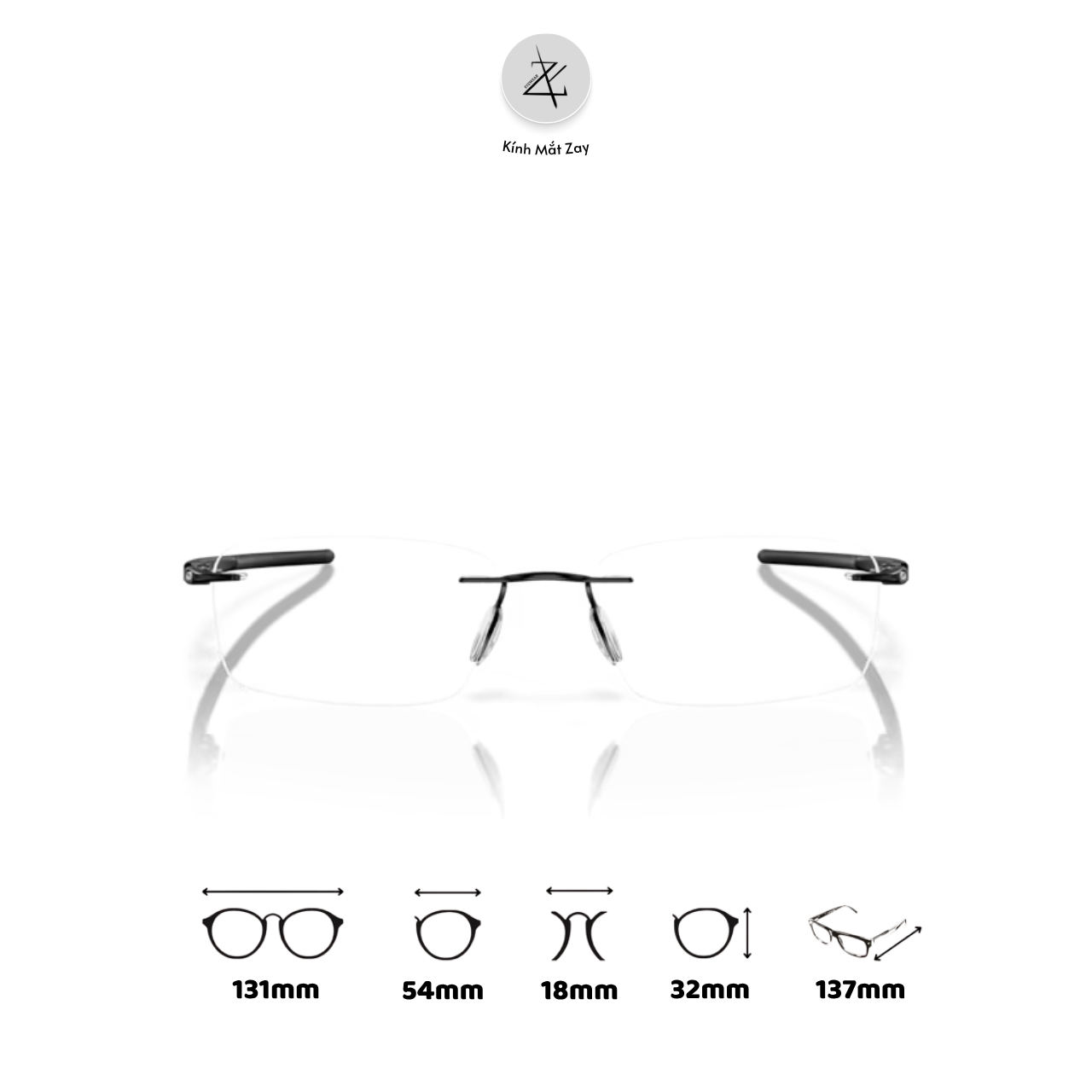 Gọng khoan không viền Oakley Gauge 3.1 0OX5126 dáng chữ nhật Titanium chính hãng fullbox 