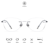  Gọng khoan không viền WT0011 dáng mắt mèo titanium dẻo cao cấp 