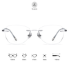  Gọng khoan không viền WT0011 dáng mắt mèo titanium dẻo cao cấp 