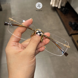  Gọng khoan không viền Chrome Hearts CH8085 dáng chữ nhật titanium cao cấp full box 