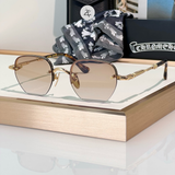  Kính mát Chrome Hearts Prosted dáng đa giác titanium cao cấp fullbox 