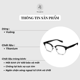 Gọng kính nửa khung Molsion MA6016 dáng vuông titanium chính hãng fullbox