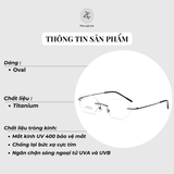  Gọng khoan không viền MY9017 dáng oval titanium cao cấp 
