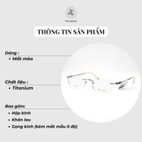  Gọng khoan không viền Exfash EF58551 dáng mắt mèo titanium chính hãng fullbox 