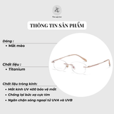  Gọng khoan không viền 6078 dáng mắt mèo titanium cao cấp 