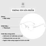  Gọng khoan không viền 309ZM dáng mắt mèo titanium cao cấp 