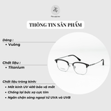  Gọng kính nửa khung M23-26 dáng vuông nhựa & titanium cao cấp 