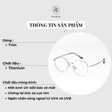 Gọng kính Gusoo 33046 dáng tròn Titanium chính hãng 