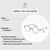  Gọng kính Velocity VL23538 dáng đa giác thép không gỉ chính hãng fullbox 