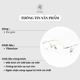 Gọng kính Helen Keller H9368 dáng đa giác Titanium chính hãng fullbox