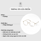 Gọng kính Velocity VL23594 dáng vuông thép không gỉ chính hãng fullbox