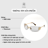  Kính mát Miu Miu SMU A51 dáng mắt mèo titanium cao cấp fullbox 