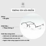 Gọng kính xẻ cước Velocity VL23555 dáng đa giác thép không gỉ fullbox chính hãng