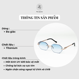  Gọng khoan không viền CT9025S dáng lục giác titanium fullbox 