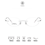  Gọng khoan không viền 9019 dáng oval titanium cao cấp 
