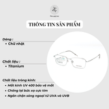  Gọng kính Asifinis AS05 dáng chữ nhật titanium chính hãng 