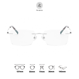  Gọng khoan không viền 6091 dáng đa giác titanium cao cấp 