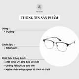  Gọng kính Zay Eyewear T 18320 dáng vuông nửa khung Titanium phong cách Hàn Quốc 
