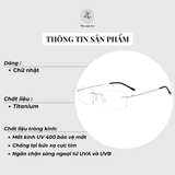  Gọng khoan không viền 8161 dáng chữ nhật titanium cao cấp 