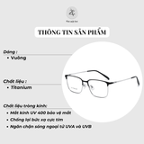  Gọng kính Zay Eyewear 98610 dáng vuông nửa khung Titanium phong cách Hàn Quốc 
