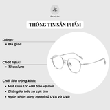  Gọng kính Zay Eyewear 98717 dáng đa giác titanium phong cách Hàn Quốc 