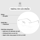  Gọng khoan không viền 6080 dáng đa giác titanium cao cấp 