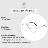  Gọng kính Zay Eyewear 98584 dáng phi công titanium phong cách Hàn Quốc 