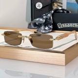 Kính mát Chrome Hearts Deep VI dáng chữ nhật titanium cao cấp fullbox 