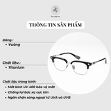  Gọng kính nửa khung Chrome Hearts Bonennoisseur II bạc 925 dáng vuông cao cấp fullbox 