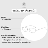  Gọng kính Zay Eyewear 98674 dáng chữ nhật titanium phong cách Hàn Quốc 