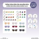 Tròng kính râm cận 24 màu Chemi Drytin U6 siêu mỏng 1.60 1.67 1.74 chống ánh sáng xanh chính hãng