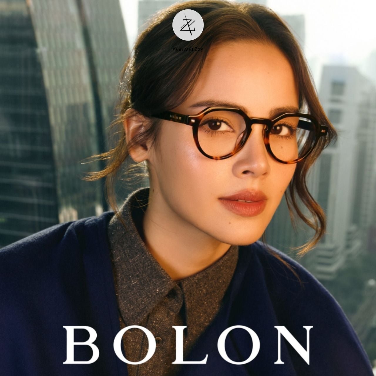  Gọng kính Bolon BJ3218 dáng đa giác tròn nhựa acetate chính hãng fullbox 
