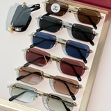  Kính mát khoan không viền gấp gọn Cartier CT0499S dáng vuông titanium cao cấp fullbox 