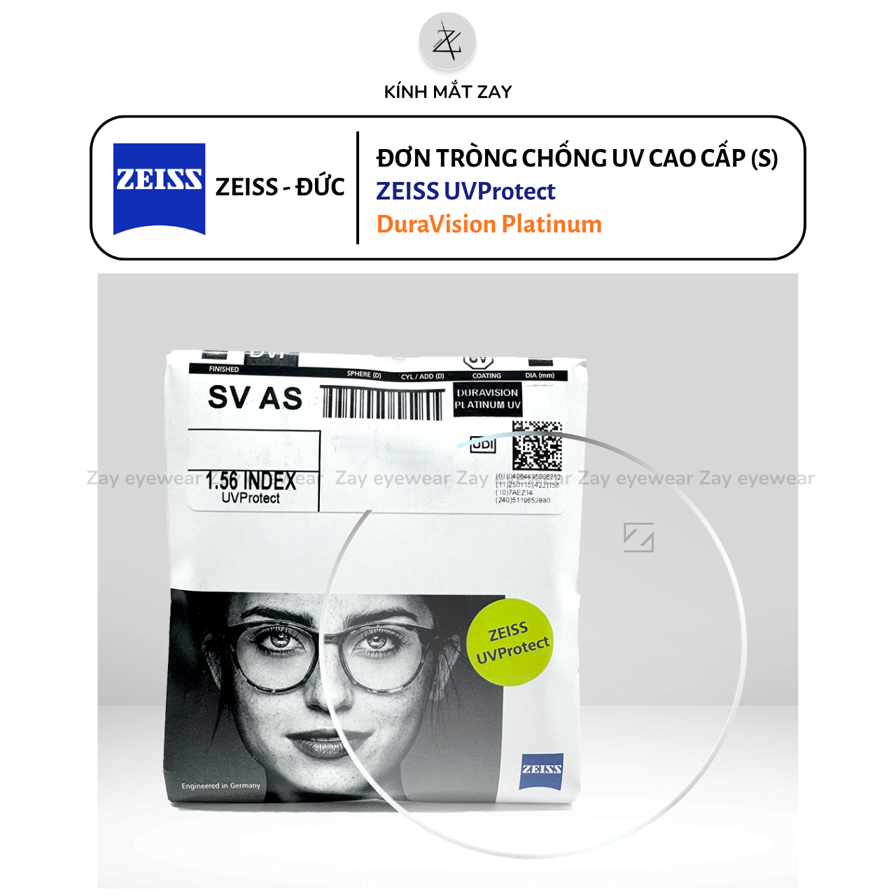  Tròng kính ZEISS UVProtect - DuraVision Platinum chống UV phản quang cao cấp chính hãng (SẴN) 
