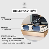  Kính mát Chrome Hearts Deep VI dáng chữ nhật titanium cao cấp fullbox 