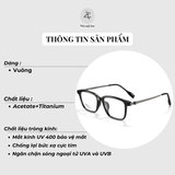  Gọng kính Zay Eyewear MAX 010 dáng vuông acetate & titanium phong cách Hàn Quốc 